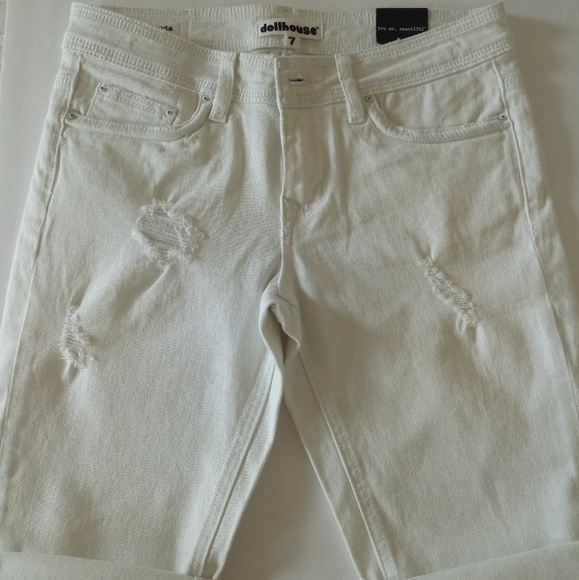 Dollhouse Distressed Roll-up Casual Shorts - Picture 1 of 8